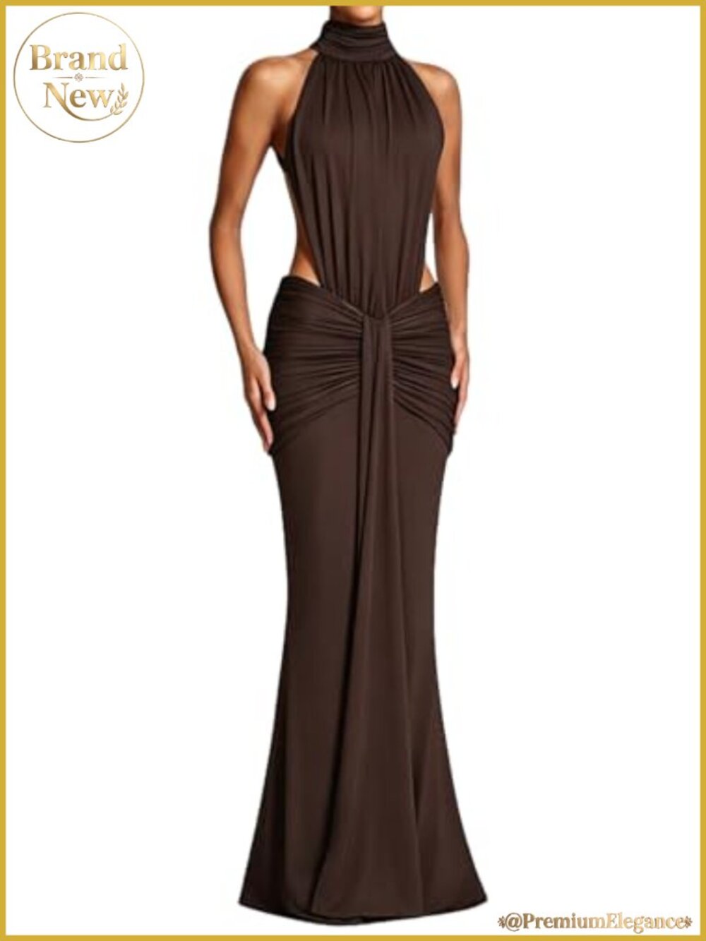 Women's Halter Cut Out Backless Bodycon Maxi Dress Formal Evening